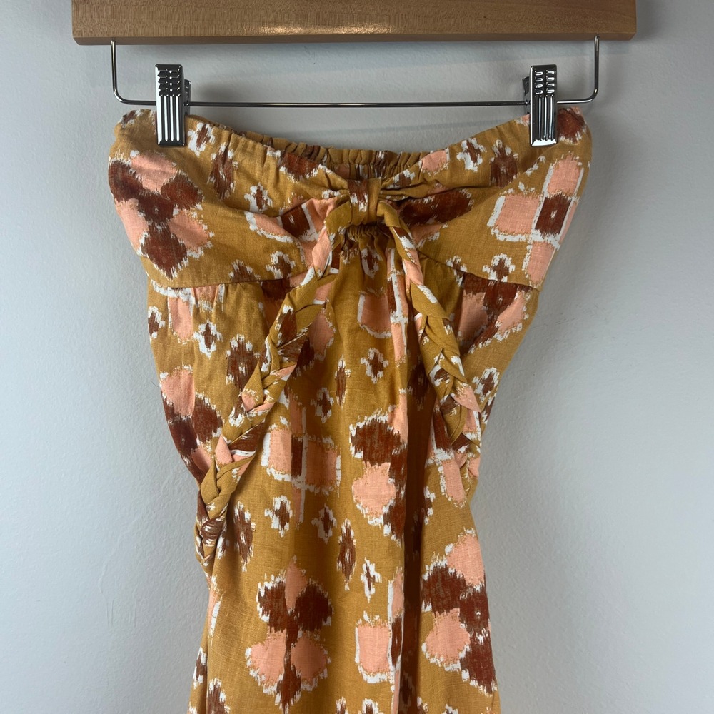 2/$30 New with tags Aerie Mustard Yellow Sleeveless Linen Blend Midi Dress XXS - Picture 6 of 10